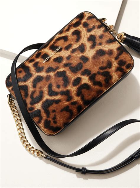 michael kors ginny leopard calf hair crossbody|leopard calf crossbody bag.